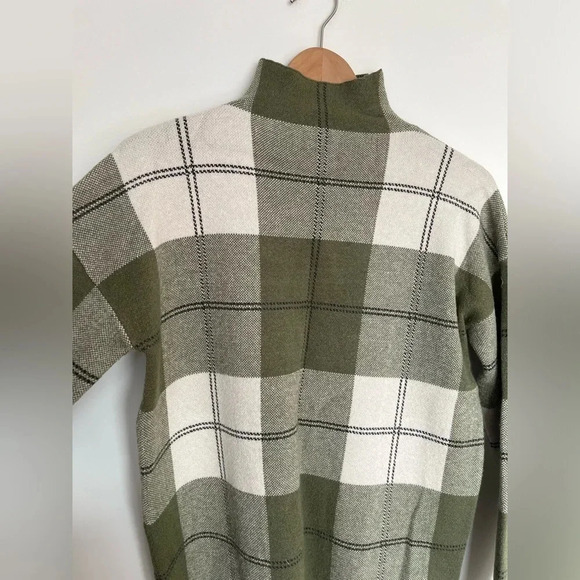 Plaid Rachel Zoe plaid green Mockneck  sweater size medium - Picture 2 of 7